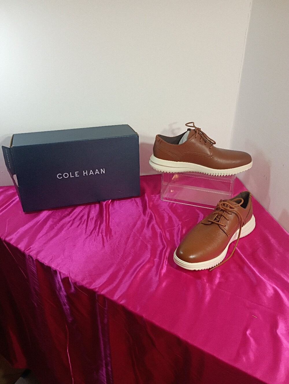 Cole Haan Grand + Plain Toe Oxford Shoes Men's 8M C36935 British Tan Leather New